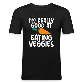 Vegetable Lover Vegetarian Gifts - Men's Slim Fit T-Shirt - black - Front - Nik (191cm)