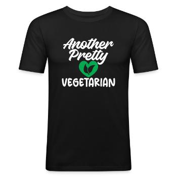 Vegetable Lover Vegetarian Gifts - Men's Slim Fit T-Shirt - black - Front - Nik (191cm)