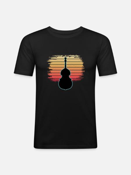 Kontrabass - Männer Slim Fit T-Shirt - Schwarz