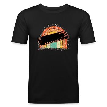 Harmonica - T-shirt près du corps Homme - noir - Devant - Nik (191cm)