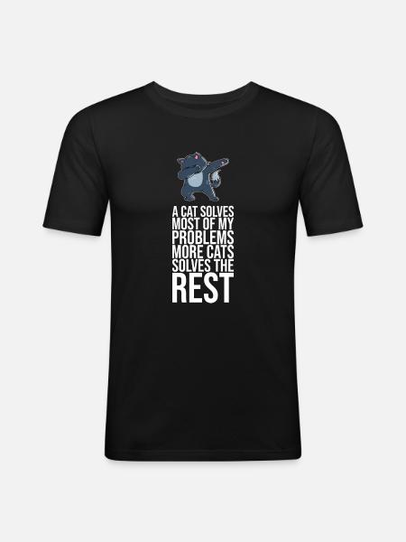 Dabbing Cat Funny Cat - Men's Slim Fit T-Shirt - black