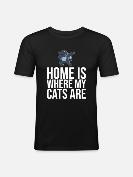 Dabbing Cat Funny Cat - Men's Slim Fit T-Shirt - black