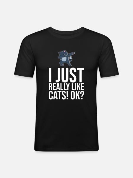 Dabbing Cat Funny Cat - Men's Slim Fit T-Shirt - black