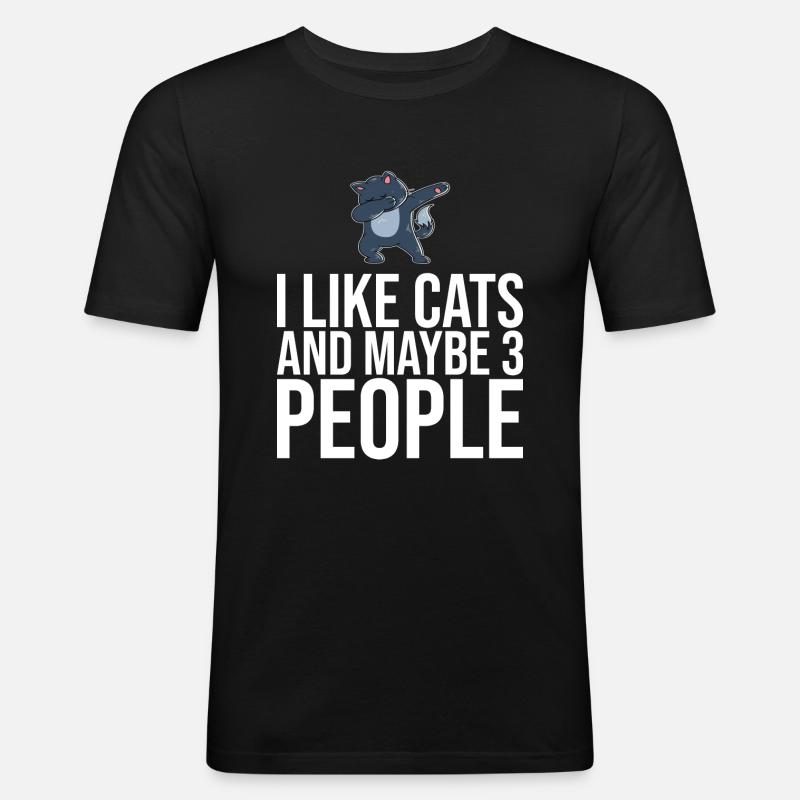 Dabbing Katze Lustige Katze - Männer Slim Fit T-Shirt - Schwarz