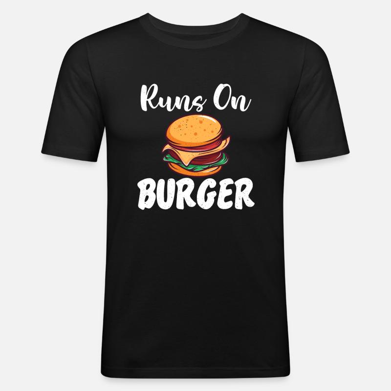 Burger Lover Geschenk - Männer Slim Fit T-Shirt - Schwarz