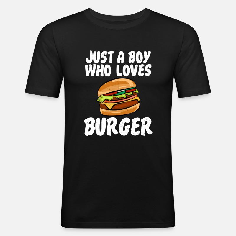 Burger Lover Geschenk - Männer Slim Fit T-Shirt - Schwarz