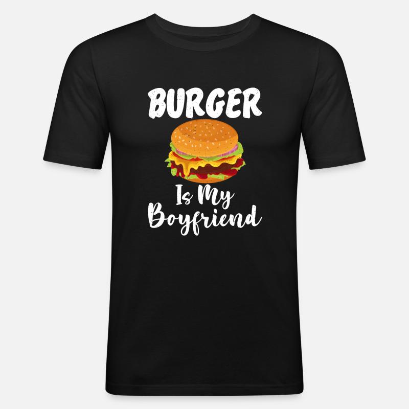 Burger Lover Geschenk - Männer Slim Fit T-Shirt - Schwarz