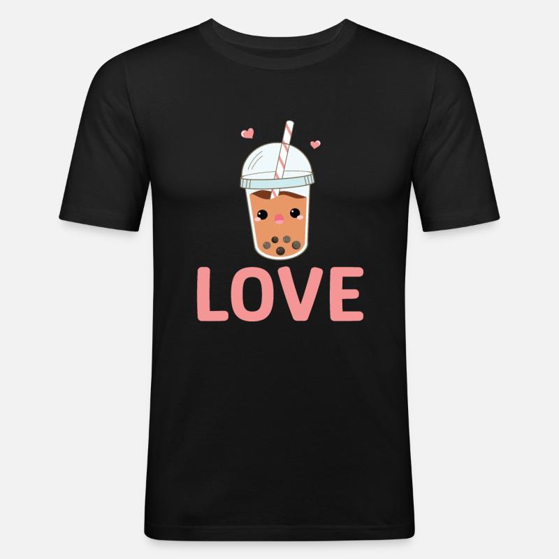 Bubble Tea Lover Geschenk - Männer Slim Fit T-Shirt - Schwarz