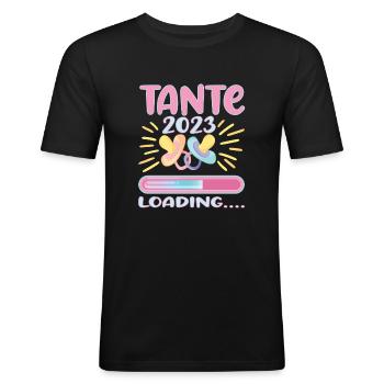 Tante 2023 Loading - Männer Slim Fit T-Shirt - Schwarz - Vorne - Nik (191cm)