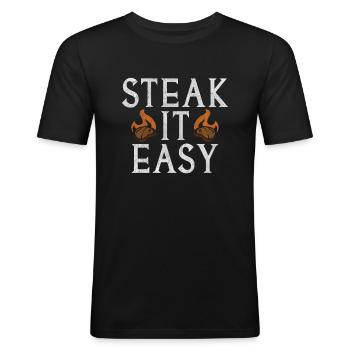 Steak Lover Steak Cadeau - T-shirt près du corps Homme - noir - Devant - Nik (191cm)