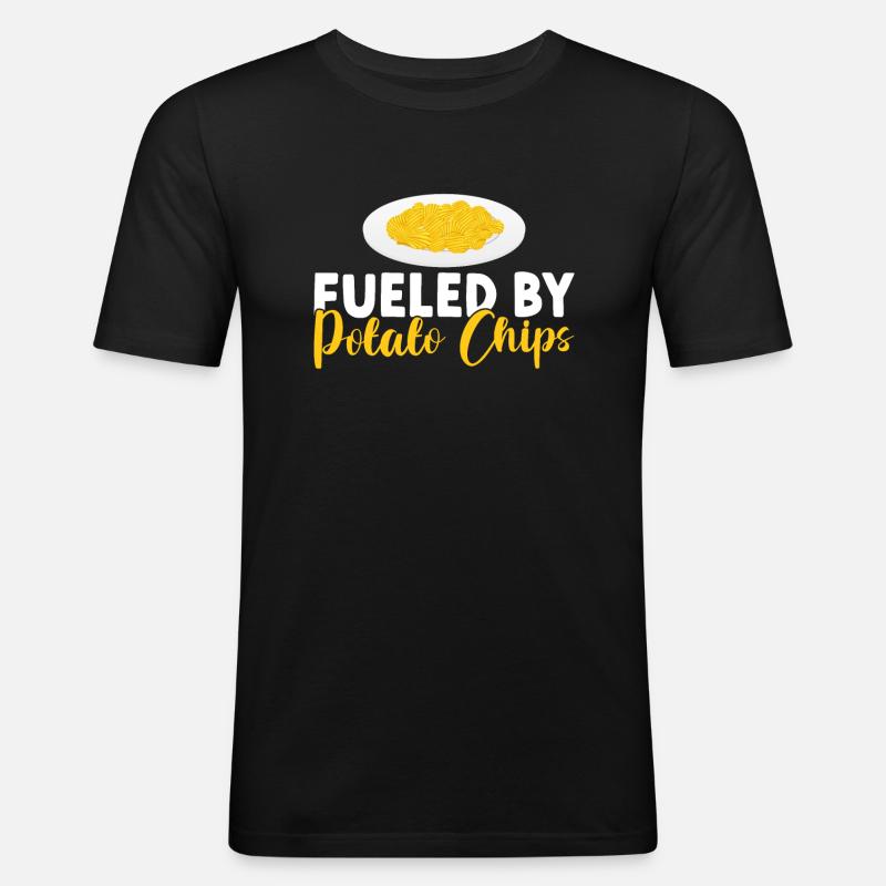 Kartoffelchips Geschenk - Männer Slim Fit T-Shirt - Schwarz