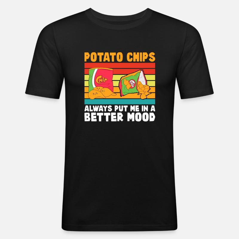 Kartoffelchips Geschenk - Männer Slim Fit T-Shirt - Schwarz