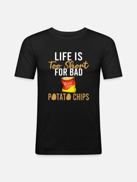 Kartoffelchips Geschenk - Männer Slim Fit T-Shirt - Schwarz