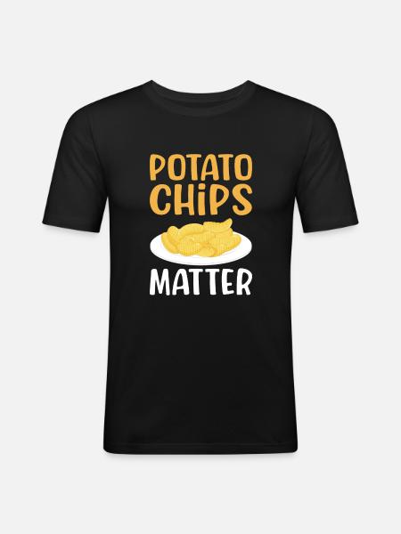 Kartoffelchips Geschenk - Männer Slim Fit T-Shirt - Schwarz