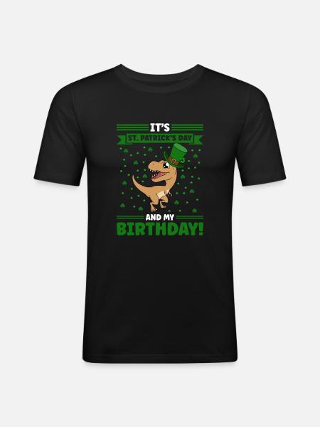 Dinosaur St. Patrick's Day Dino - Men's Slim Fit T-Shirt - black