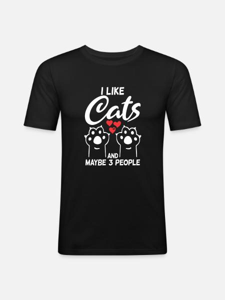 Gift Cat Owner Cat Gift - Men's Slim Fit T-Shirt - black