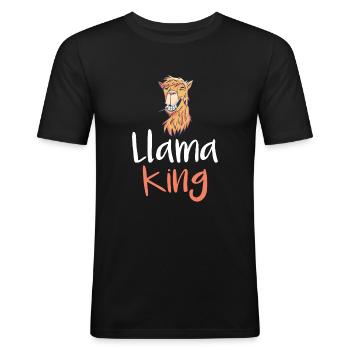 Lama Geschenk Lama Liebhaber Geschenk - Männer Slim Fit T-Shirt - Schwarz - Vorne - Nik (191cm)