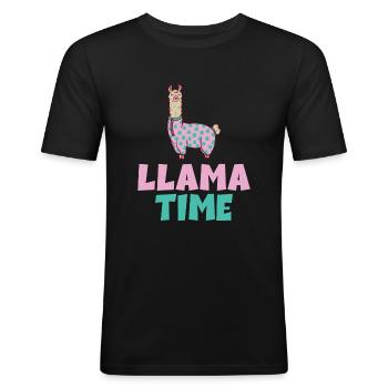 Llama Gift Llama Lover Gift - Men's Slim Fit T-Shirt - black - Front - Nik (191cm)