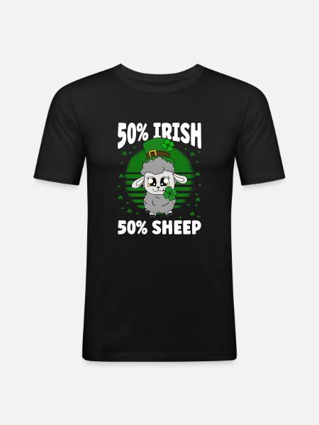 Sheep Shamrocks Saint Patrick's Day - Men's Slim Fit T-Shirt - black