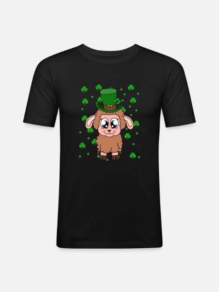 Sheep Shamrocks Saint Patrick's Day - Men's Slim Fit T-Shirt - black