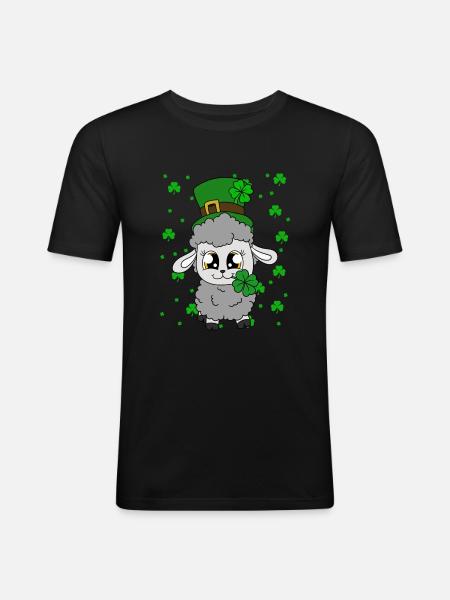Sheep Shamrocks Saint Patrick's Day - Men's Slim Fit T-Shirt - black