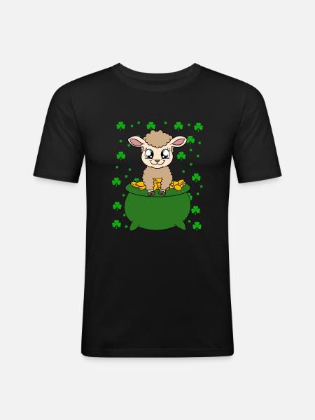 Sheep Shamrocks Saint Patrick's Day - Men's Slim Fit T-Shirt - black