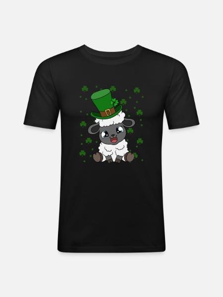 Sheep Shamrocks Saint Patrick's Day - Men's Slim Fit T-Shirt - black