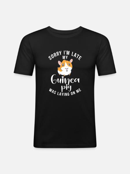 Cadeau mignon cochon d’Inde - T-shirt près du corps Homme - noir