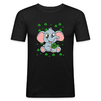 Mignons trèfles d’éléphants Fête de la Saint-Patrick - T-shirt près du corps Homme - noir - Devant - Nik (191cm)