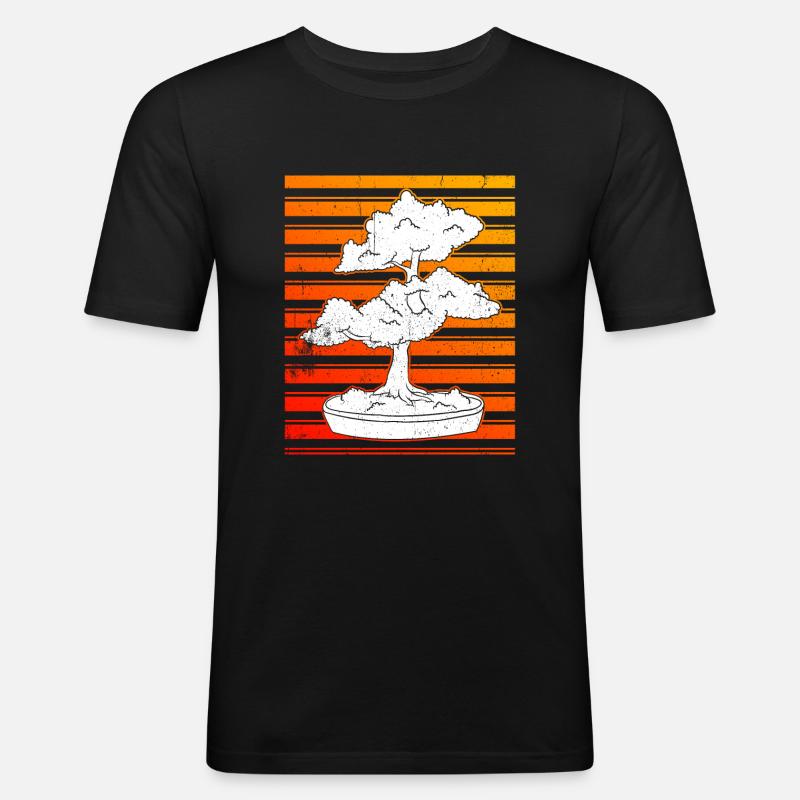 Bonsai Trees - Männer Slim Fit T-Shirt - Schwarz