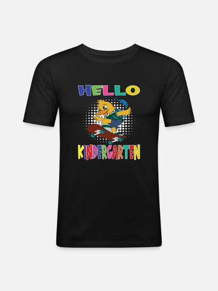 Hello Kindergarten Skateboarding Duck - Men's Slim Fit T-Shirt - black
