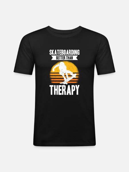 Skateboarding Better Than Therapy - Men's Slim Fit T-Shirt - black