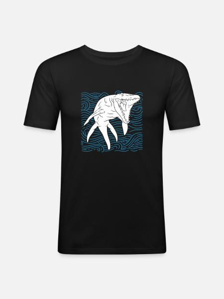 Mosasaurus Dinosaur - Männer Slim Fit T-Shirt - Schwarz