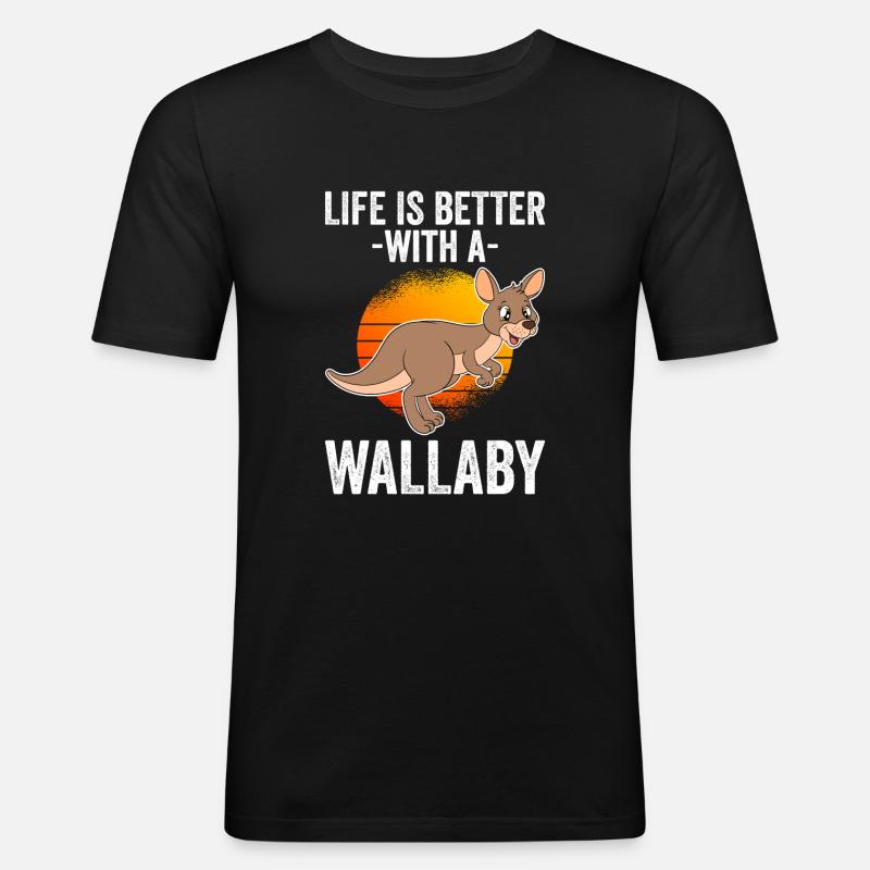 Wallaby Better Than Therapy - Männer Slim Fit T-Shirt - Schwarz