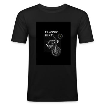 Classic Bike Design. - Männer Slim Fit T-Shirt - Schwarz - Vorne - Nik (191cm)