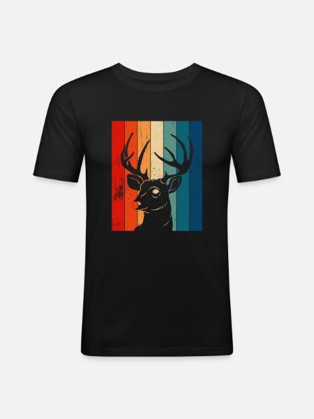Retro Taxidermist Deer - Men's Slim Fit T-Shirt - black