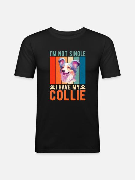 Cadeaux Collie - T-shirt près du corps Homme - noir