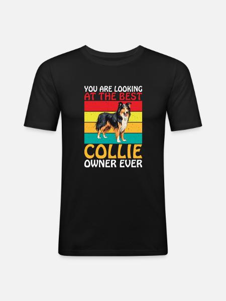 Cadeaux Collie - T-shirt près du corps Homme - noir