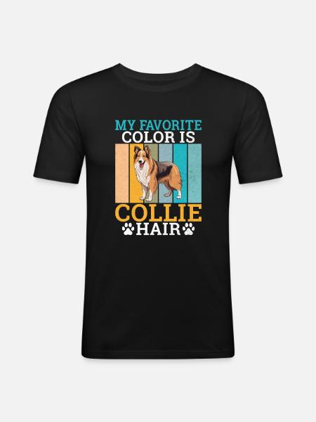 Cadeaux Collie - T-shirt près du corps Homme - noir