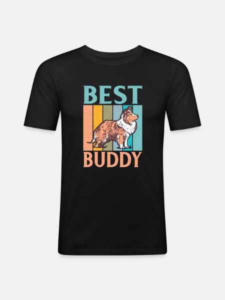 Cadeaux Collie - T-shirt près du corps Homme - noir