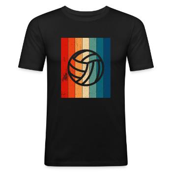 Retro Lines Water Polo - Men's Slim Fit T-Shirt - black - Front - Nik (191cm)