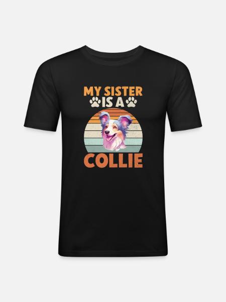 Cadeaux Collie - T-shirt près du corps Homme - noir