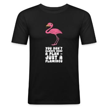 Drôle de flamant rose - T-shirt près du corps Homme - noir - Devant - Nik (191cm)