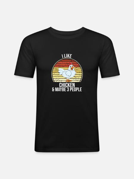 Funny Chicken Saying Chicken - Men's Slim Fit T-Shirt - black