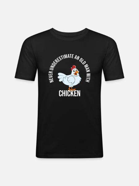 Funny Chicken Saying Chicken - Men's Slim Fit T-Shirt - black