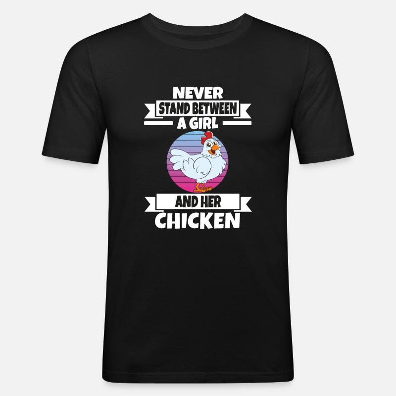 Lustiger Hühner Spruch Huhn - Männer Slim Fit T-Shirt - Schwarz