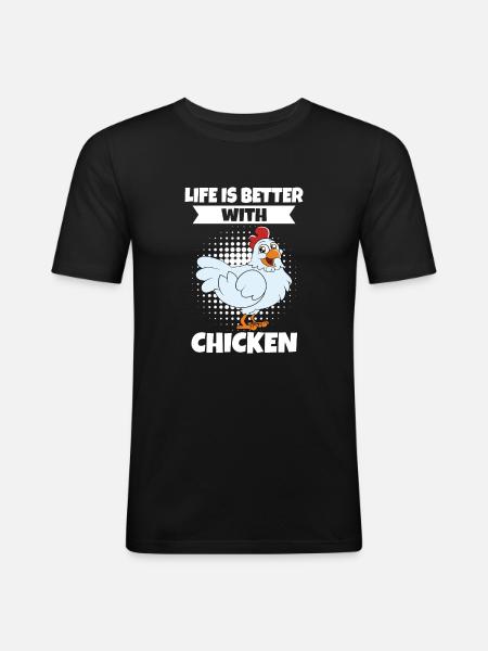 Lustiger Hühner Spruch Huhn - Männer Slim Fit T-Shirt - Schwarz