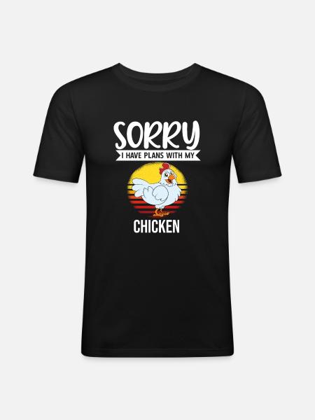 Funny Chicken Saying Chicken - Men's Slim Fit T-Shirt - black