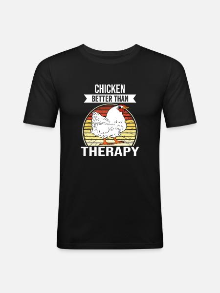 Funny Chicken Saying Chicken - Men's Slim Fit T-Shirt - black