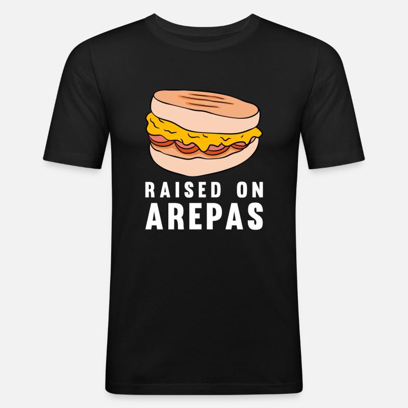 Raised On Arepas - Männer Slim Fit T-Shirt - Schwarz